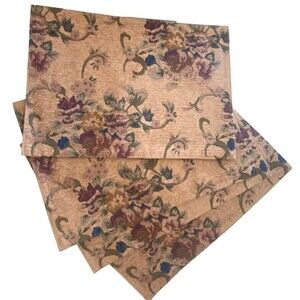 Vtg 4 Placemats w/2 Matching Napkins Tapestry Woven Mervyn's English Rose Unused